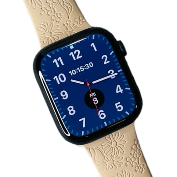 Apple Watch Silicone Band Floral Engraved Flowers Ivory  38/ 40/ 41mm Women's - Picture 3 of 5